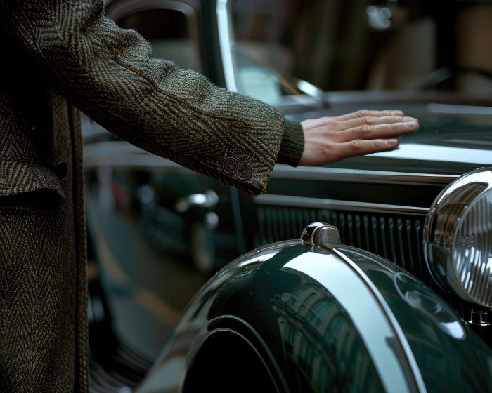 mans-hand-rests-hood-vintage-car